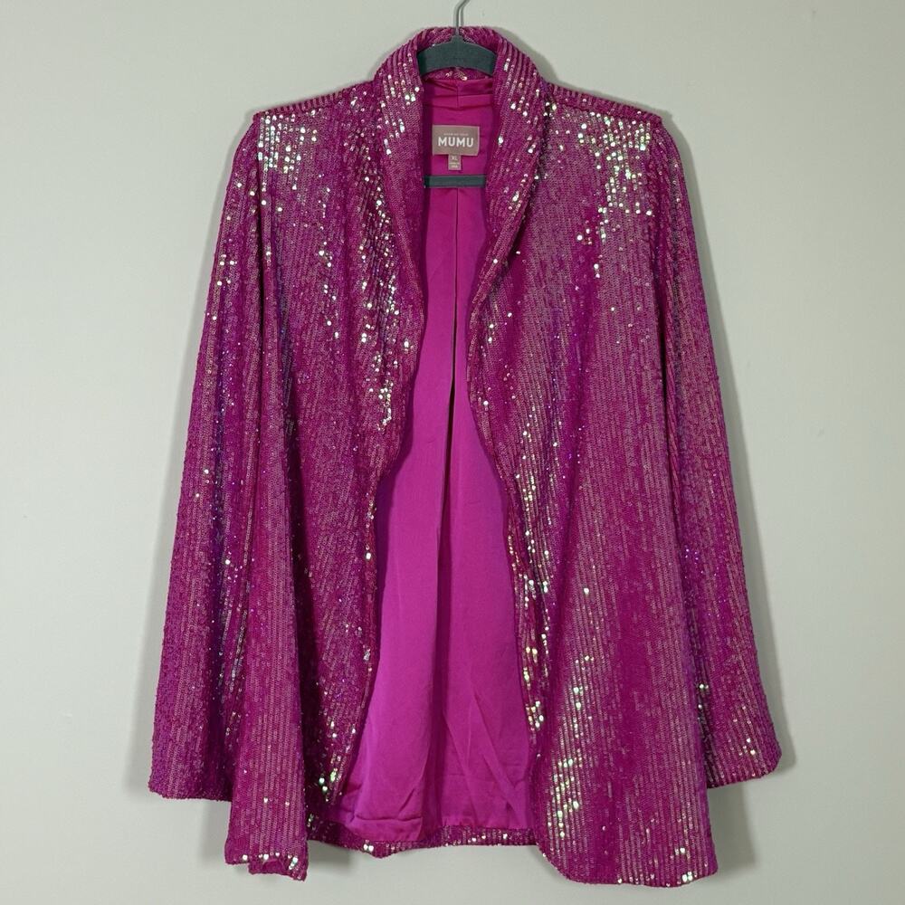 Show Me Your Mumu Pink Disco Sequin Dance Blazer Jacket XL